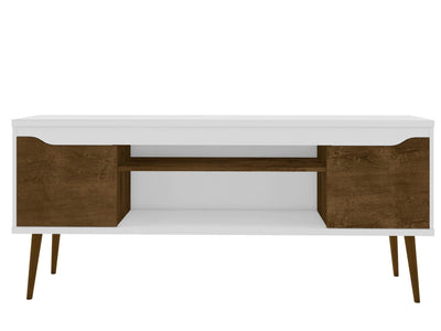 Manhattan Comfort Bradley 62.99" TV Stand with 2 Media Shelves & 2 Storage Shelves - White|Meuble pour téléviseur Bradley de Manhattan Comfort de 62,99 po avec 2 tablettes multimédias et 2 tablettes de rangement - blanc