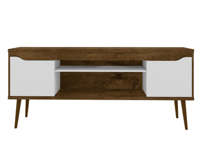 Manhattan Comfort Bradley 62.99" TV Stand with 2 Media Shelves & 2 Storage Shelves - Rustic Brown|Meuble pour téléviseur Bradley de Manhattan Comfort de 62,99 po avec 2 tablettes multimédias et 2 tablettes de rangement - brun rustique