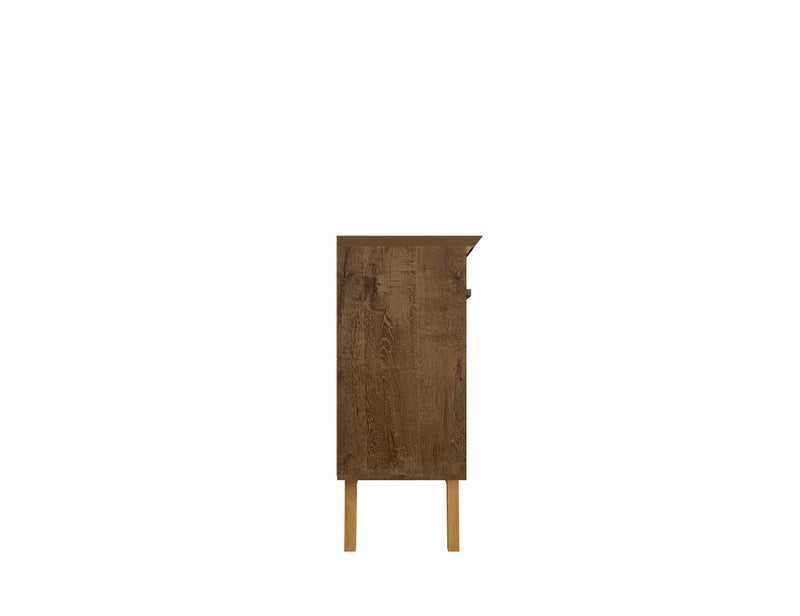 Manhattan Comfort Yonkers 62.99” Sideboard with Solid Wood Legs & 2 Cabinets - Rustic Brown
