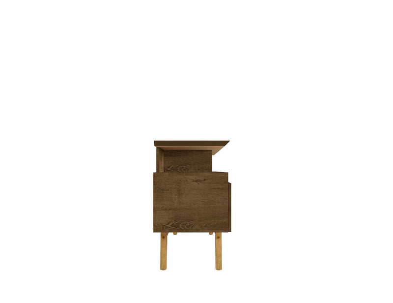 Manhattan Comfort Yonkers 62.99\" TV Stand with Solid Wood Legs & 6 Media Storage Compartments - Rustic Brown