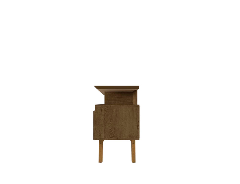 Manhattan Comfort Yonkers 70.86\" TV Stand with Solid Wood Legs & 6 Media Storage Compartments - Rustic Brown