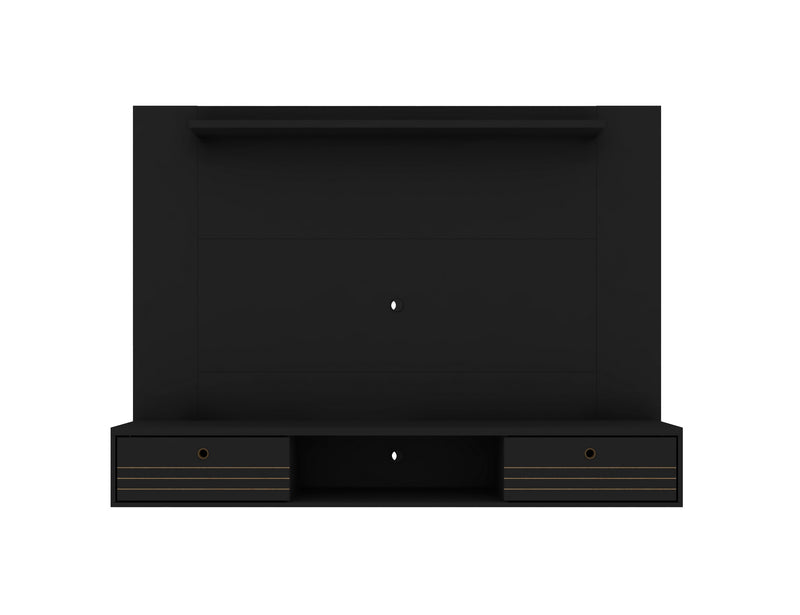 Manhattan Comfort Liberty 70.86\" Floating Wall Entertainment Center with Overhead Shelf - Black