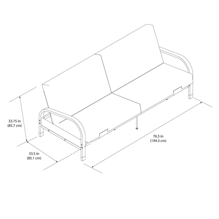 Dorel Home Mainstays Metal Arm Futon - Blue