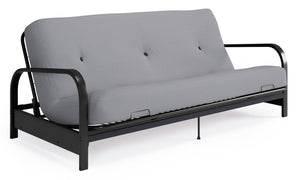 Cleo Black Metal Arm Full Size Futon Frame with 6