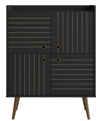 Manhattan Comfort Bogart Mid-century Modern Accent Cabinet - Black & Natural