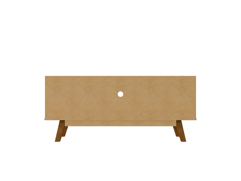 Manhattan Comfort Mid-Century Modern Marcus 53.14\" TV Stand with Solid Wood Legs - Matte Black