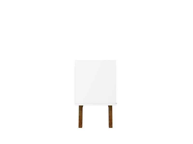 Manhattan Comfort Mid-Century Modern Marcus 70.86\" TV Stand with Solid Wood Legs - White