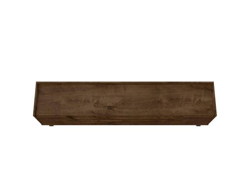 Manhattan Comfort Mid-Century Modern Marcus 70.86\" TV Stand with Solid Wood Legs - Rustic Brown