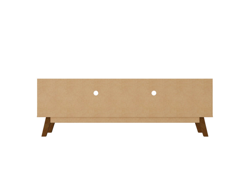Manhattan Comfort Mid-Century Modern Marcus 70.86\" TV Stand with Solid Wood Legs - Rustic Brown