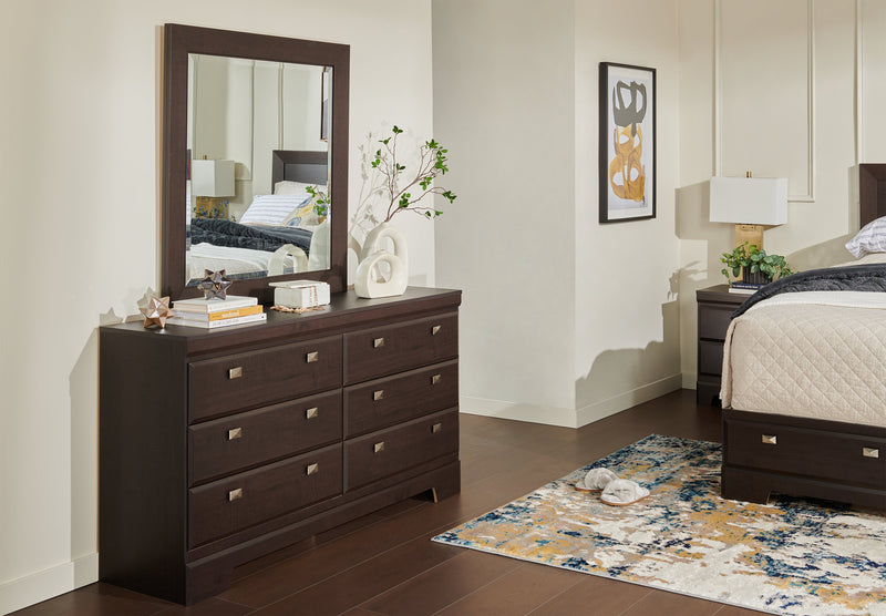 Yorkdale Bedroom Dresser Mirror, Made in Canada - Brown