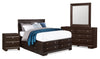 Yorkdale 6pc Bedroom Set with 12-Drawer Storage Bed, Dresser, Mirror & Nightstand, Brown - Full Size