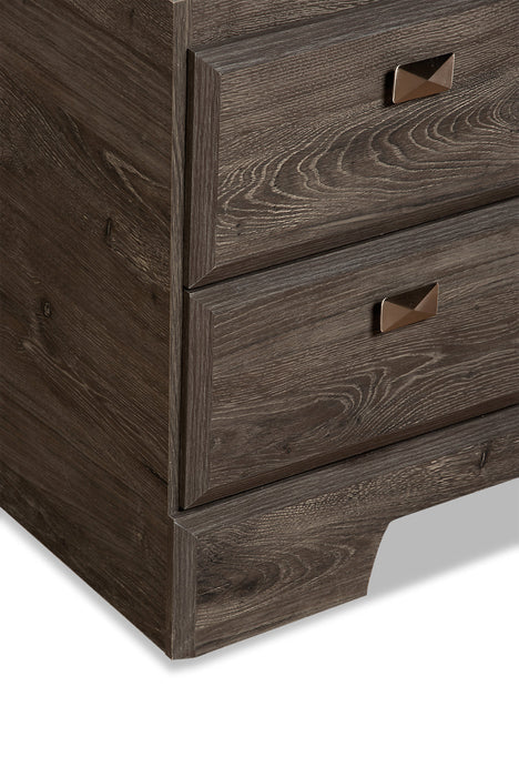 Yorkdale 6pc Bedroom Set with 12-Drawer Storage Bed, Dresser, Mirror & Nightstand, Grey - Full Size