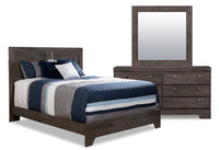 Yorkdale 5pc Bedroom Set with Panel Bed, Dresser & Mirror, Grey - Queen Size 