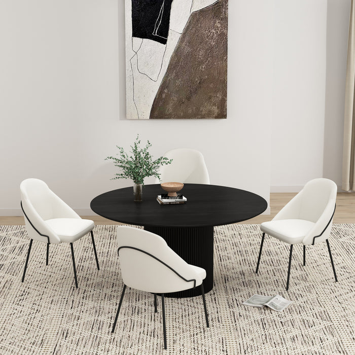 Gracie Modern Vegan Leather Metal Dining Chair in White and Black - Set of 4