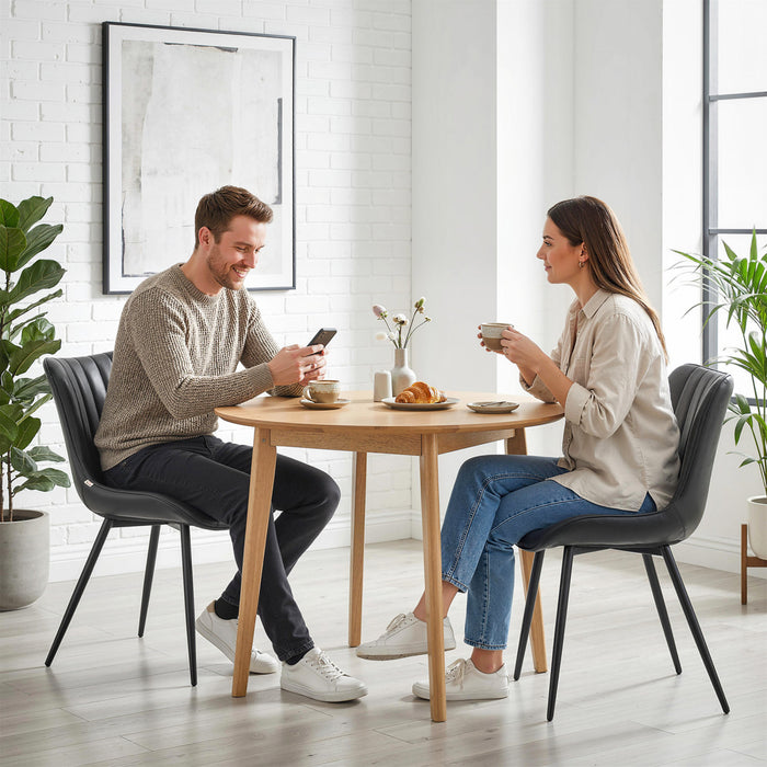 HOMCOM Dining Chairs Set of 2, Upholstered Kitchen Chairs with Backrest