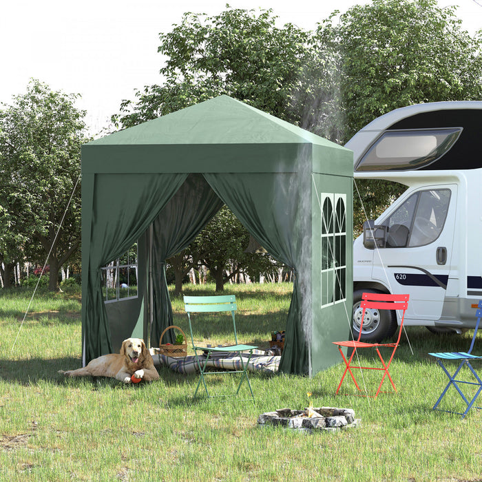 Outsunny 6.6'x6.6' Pop Up Gazebo Canopy Tent With Sidewalls, Instant Sun Shelter, With Carry Bag, For Outdoor, Garden, Patio, Green