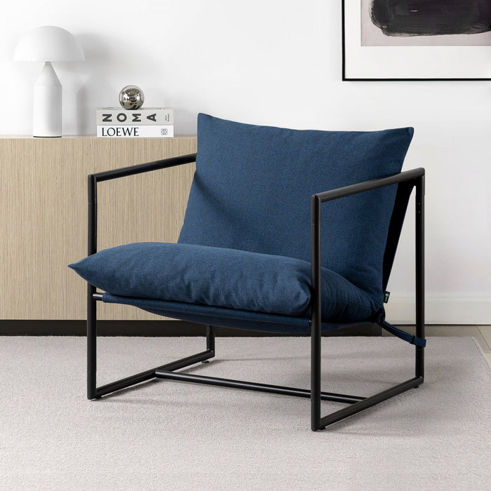 Aidan Metal Frame Sling Accent Chair with Cushions - Navy