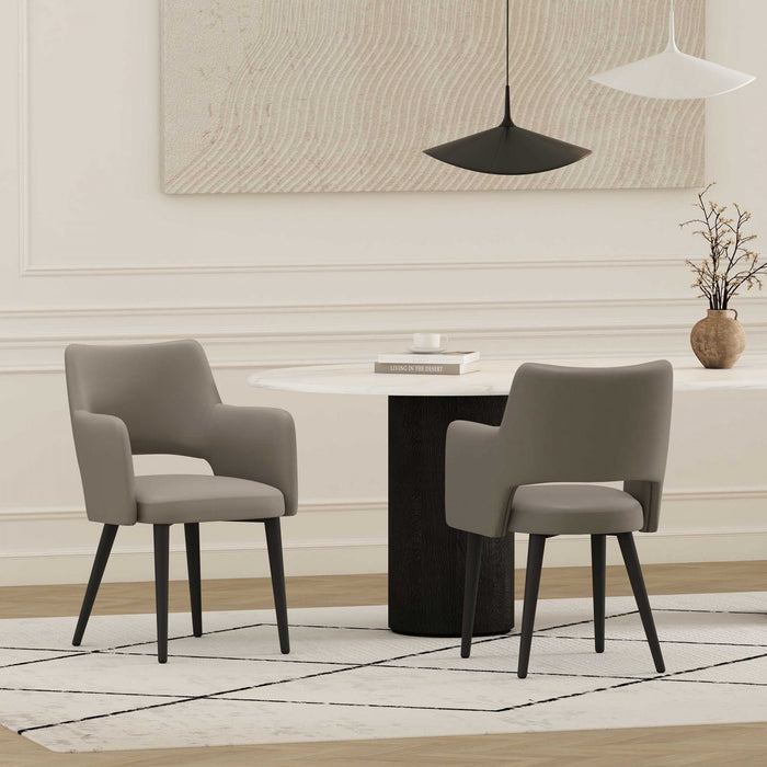 Tremont Modern Vegan Leather Metal Armchair in Taupe - Set of 2