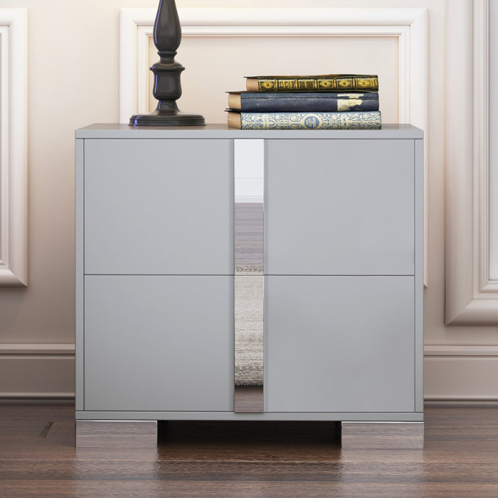 Madeline Nightstand with 2 Storage Drawers and Metal Legs,Grey