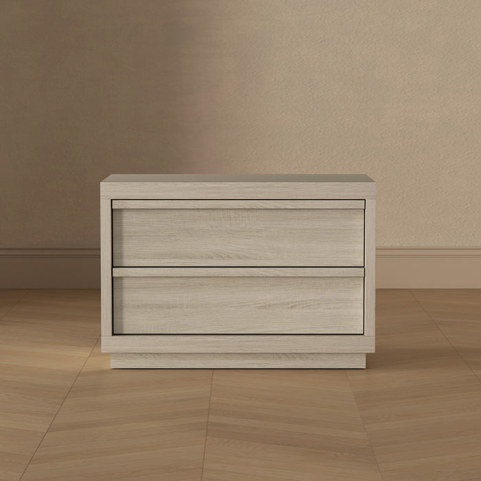 Navis Contemporary 32\" Nightstand in Whitewashed Oak (2-Drawer)