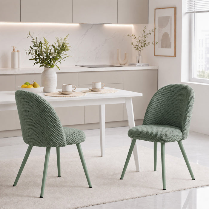 HOMCOM Dining Chairs Set of 2 with Velvet Fabric Upholstery, Dark Green