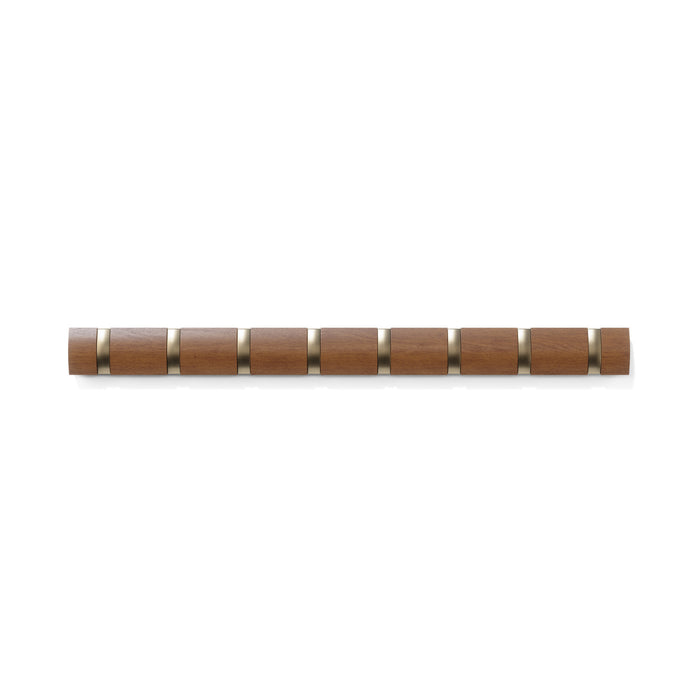 Umbra Flip Wall-Mounted Hooks - Light Walnut and Gold
