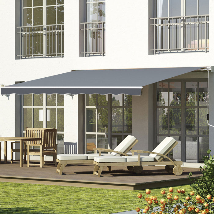 Outsunny 8' x 7' retractable awning, patio awnings, sunshade shelter with 280g/m² Uv & Water-resistant Fabric And Aluminum Frame For Deck, Balcony, Yard, Grey