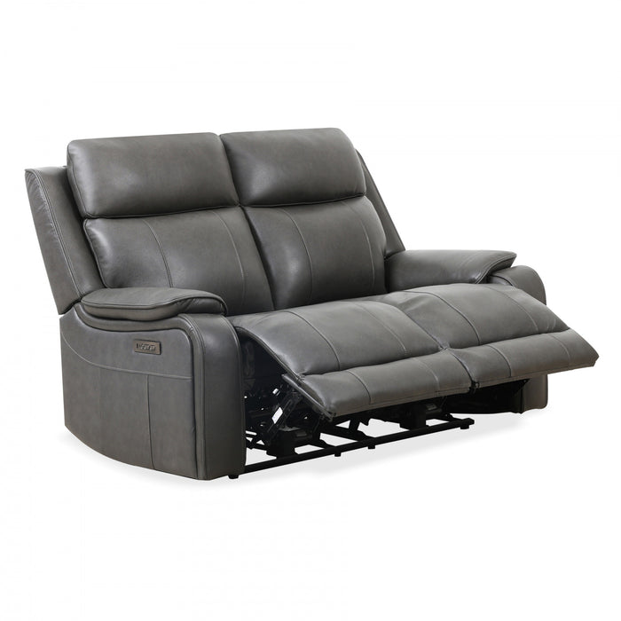 Marlow 60 in. Leather Match Power Reclining Loveseat with USB/USB-C - Charcoal