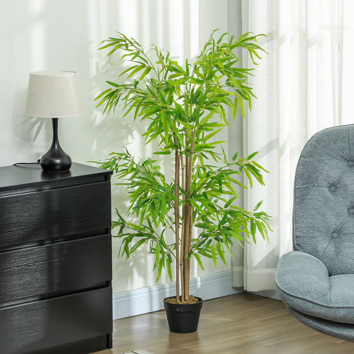 Outsunny Artificial Bamboo Tree, 5ft Fake Decorative Plant in Nursery Pot