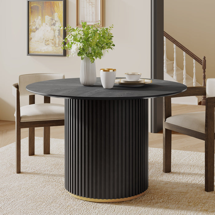 Cove 47.25\" Round Pedestal Dining Table for 4-5 People, Black