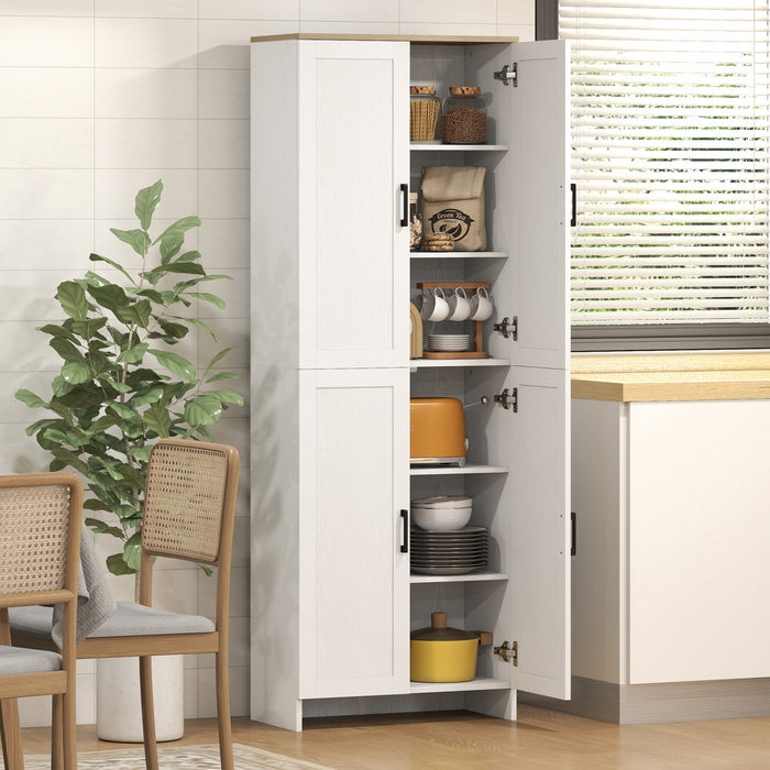HOMCOM 67\" Kitchen Pantry 4-door Storage Cabinet with Adjustable Shelves