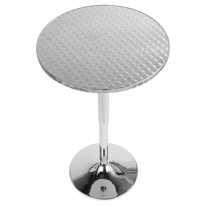 LumiSource Bistro Contemporary Adjustable Round Bar Dining Table - Silver