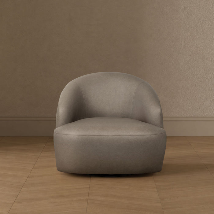 Lukas Contemporary Modern Upholstered Swivel Accent Chair in Taupe