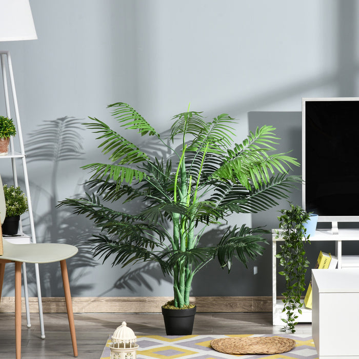Outsunny 4FT Artificial Tropical Palm Tree Faux Plant with Lifelike Leaves