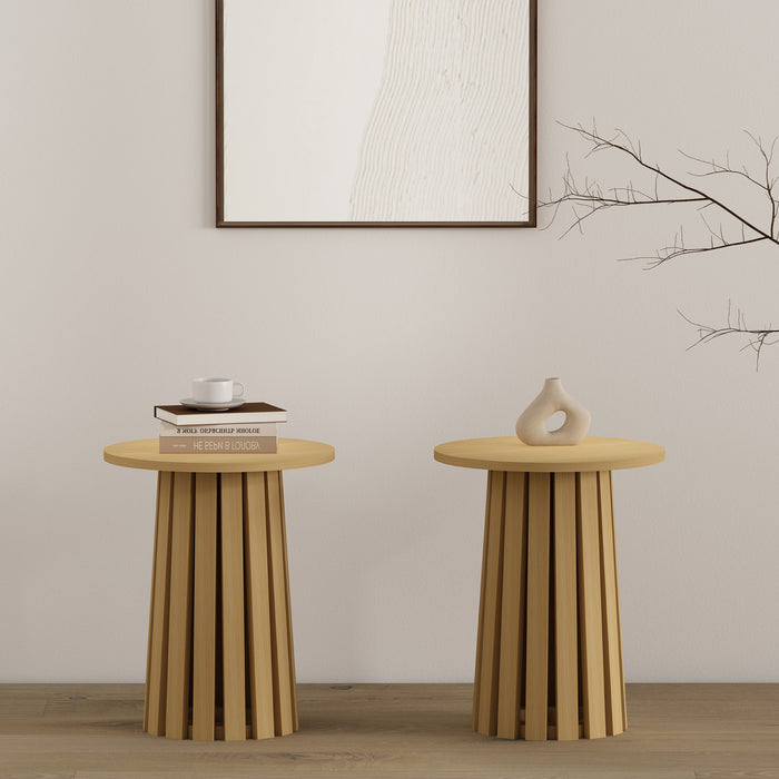 Layla Scandinavian Modern End Table in Light Oak - Set of 2
