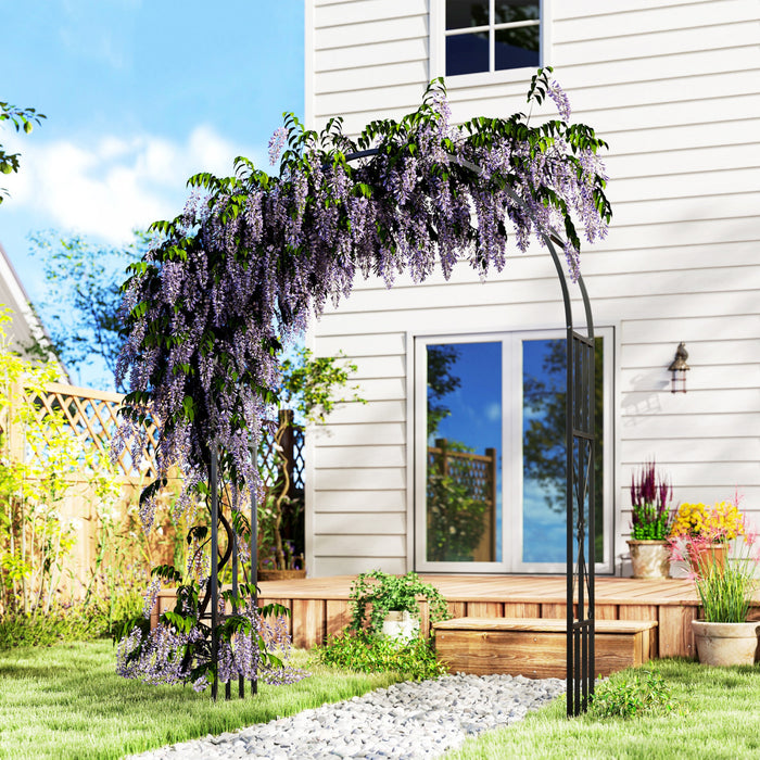 Outsunny 7.3ft Steel Garden Arch Trellis, Garden Arbor For Climbing Plants