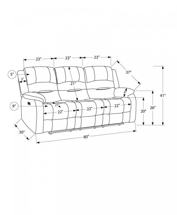 Small 3-Seater Power Reclining Upholstered Sofa, 70\" Wide, Usb Port Included, Gold Fabric Recliner