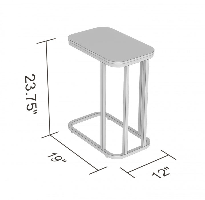 19” C-Shaped End Table - Marble Look With Gold Metal