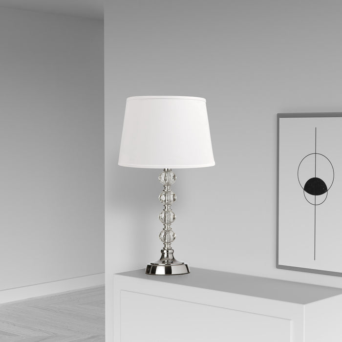 Dainolite Crystal 1 Light Table Lamp Crystal Ball Short Polished Chrome White Shade