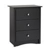 Jade 3-Drawer Tall Nightstand - Black