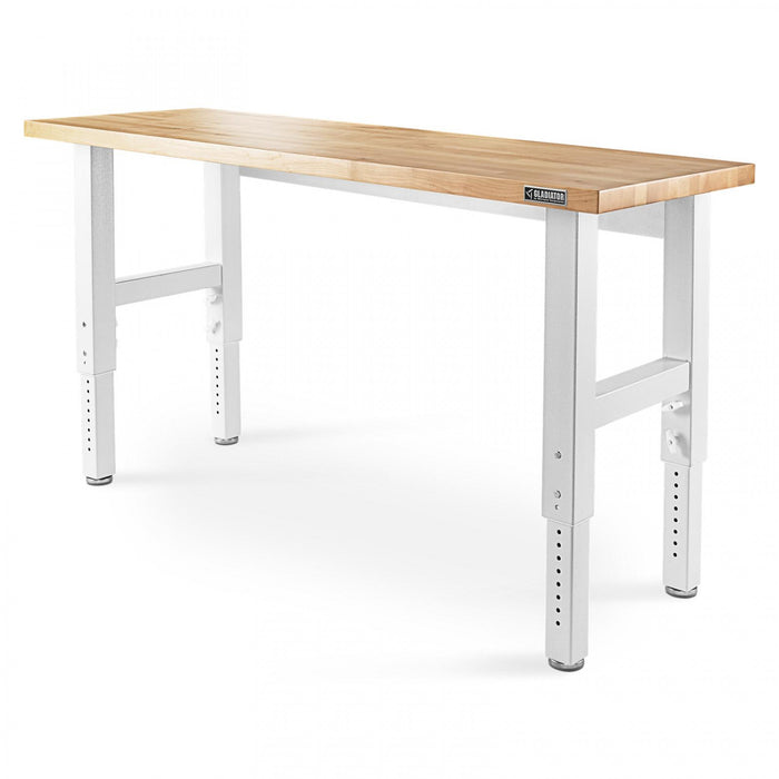 Gladiator 6' Adjustable Height Hardwood Workbench - Hammered White