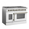 Forno Galiano 48" French Door Dual Fuel Range,White, 6.58 cu.ft. Double Ovens-FFSGS6356-48WHT | Cuisiniere a double combustible Galiano de 48 po, blanche, doubles fours de 6,58 pi³ – FFSGS6356-48WHT
