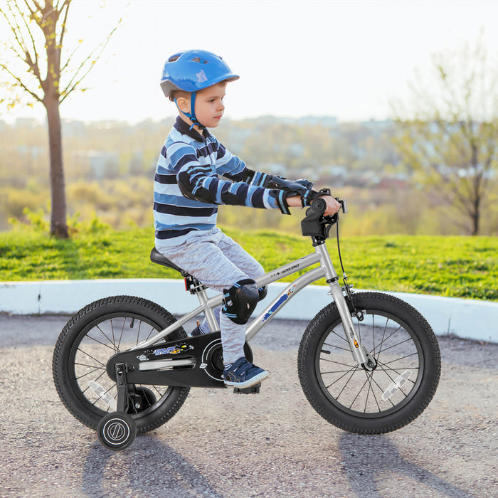 Costway 16-inch Kid's Bike For 4-7 Years Old With Adjustable Saddle & Anti-slip Handlebar Silver