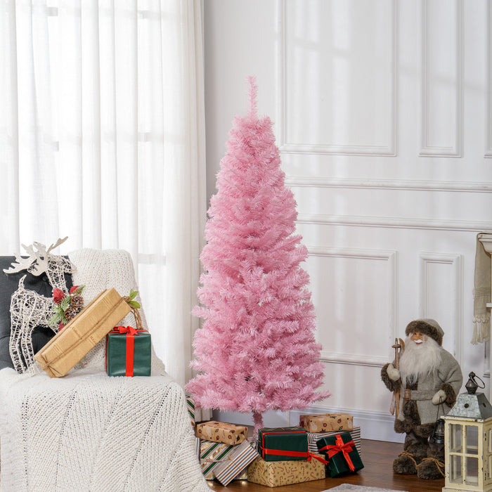 HOMCOM 5FT Artificial Christmas Tree with Automatic Open for Home Pink