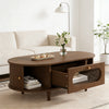 Grain 39.3 Inch Walnut Coffee Table with Roll-Up Door and Acrylic Drawer, Walnut | Grain Table Basse Noyer 39.3 po avec Porte Enroulable et Tiroir Acrylique, Noyer