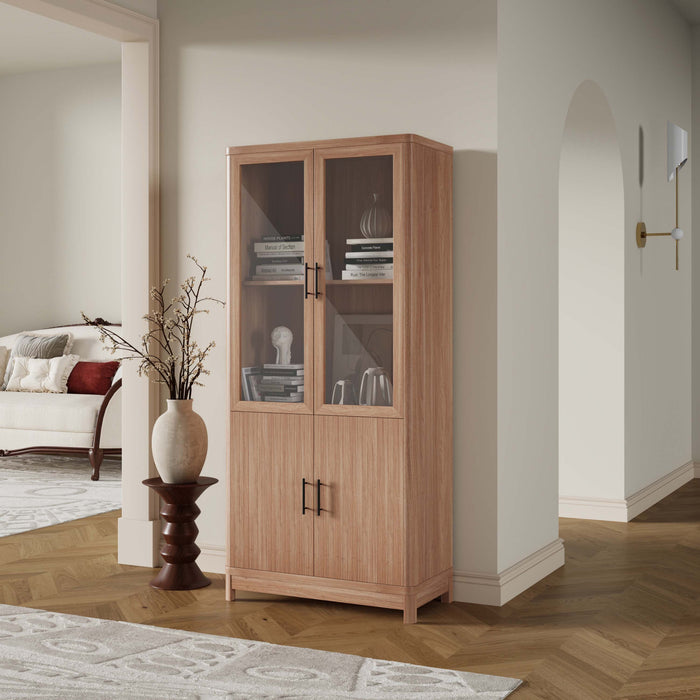Jodie Mid-Century Modern 31\" Bookcase Cabinet in Maple (6-Shelf)