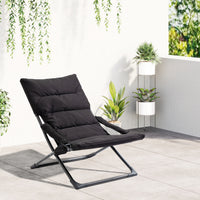 Outsunny Folding Lounge Chair, Camping Beach Chair, Black