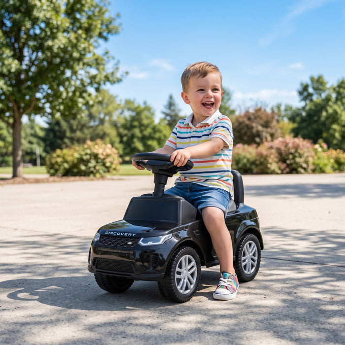 Qaba Ride on Push Car, Licensed Land Rover Sliding Walking Car Foot to Floor with Anti-Tip Device, Under-Seat Storage, Horn, Engine Sounds for Toddlers 18-36 Months, Black
