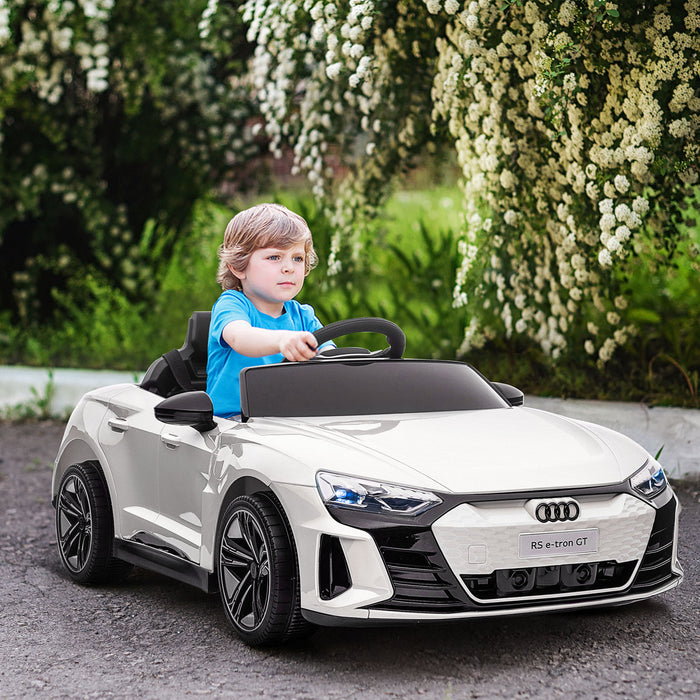 Aosom Electric Powered Ride-On Car With Remote Control, 12v 3.1 Mph Kids Ride-on Toy For Boys And Girls With Suspension System, Horn Honking, Music, Lights, White