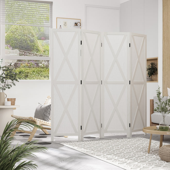 Homcom 5.6ft 4-panel Wooden Room Divider With Foldable Design
